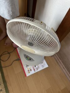 回収前の扇風機
